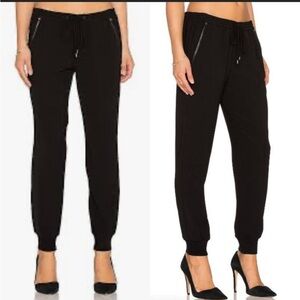 Vince. Lamb Leather Trim Joggers Black Size 27